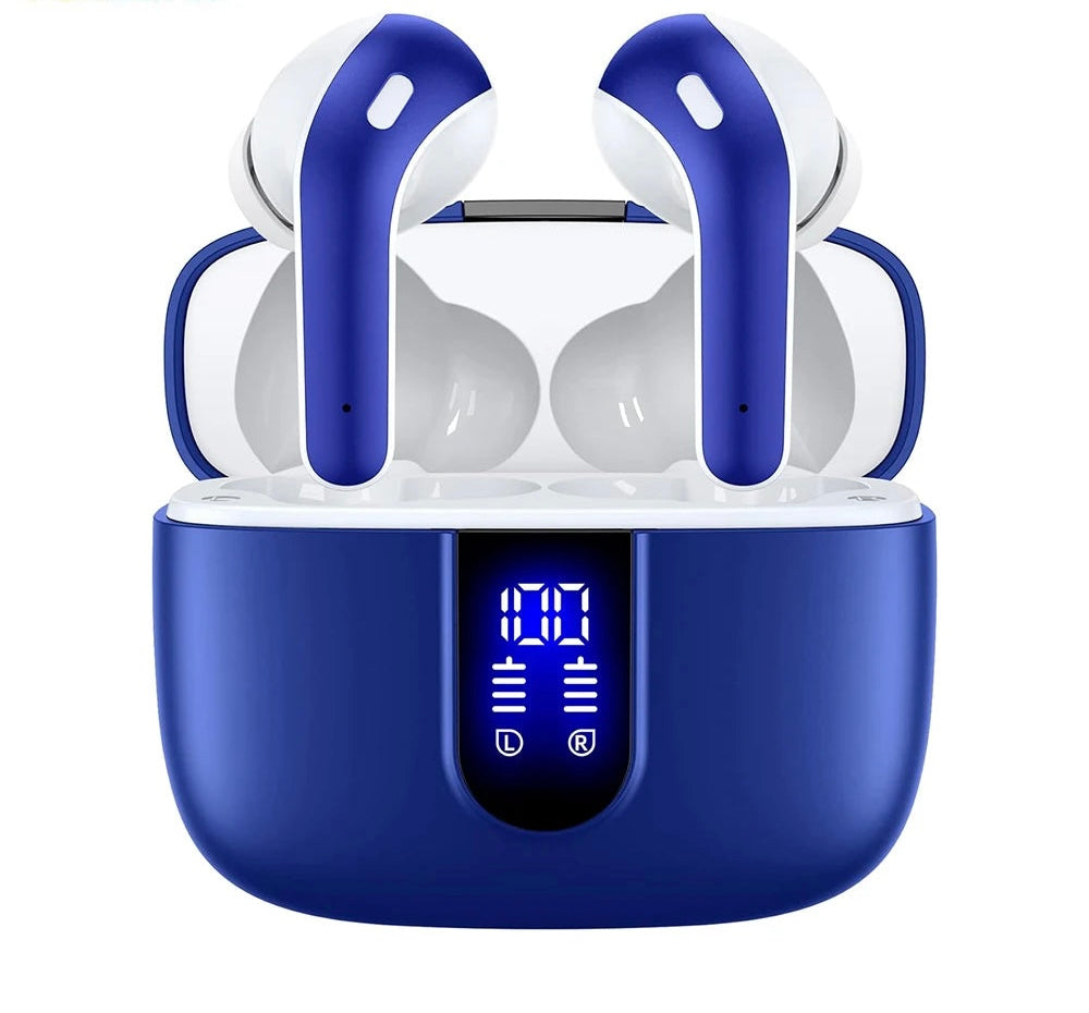 Wireless Earphones with Bluetooth 5.3, Quad-Mic Call Noise Reduction ENC, 50H Playtimes Wireless Earbuds Bluetooth Headphones