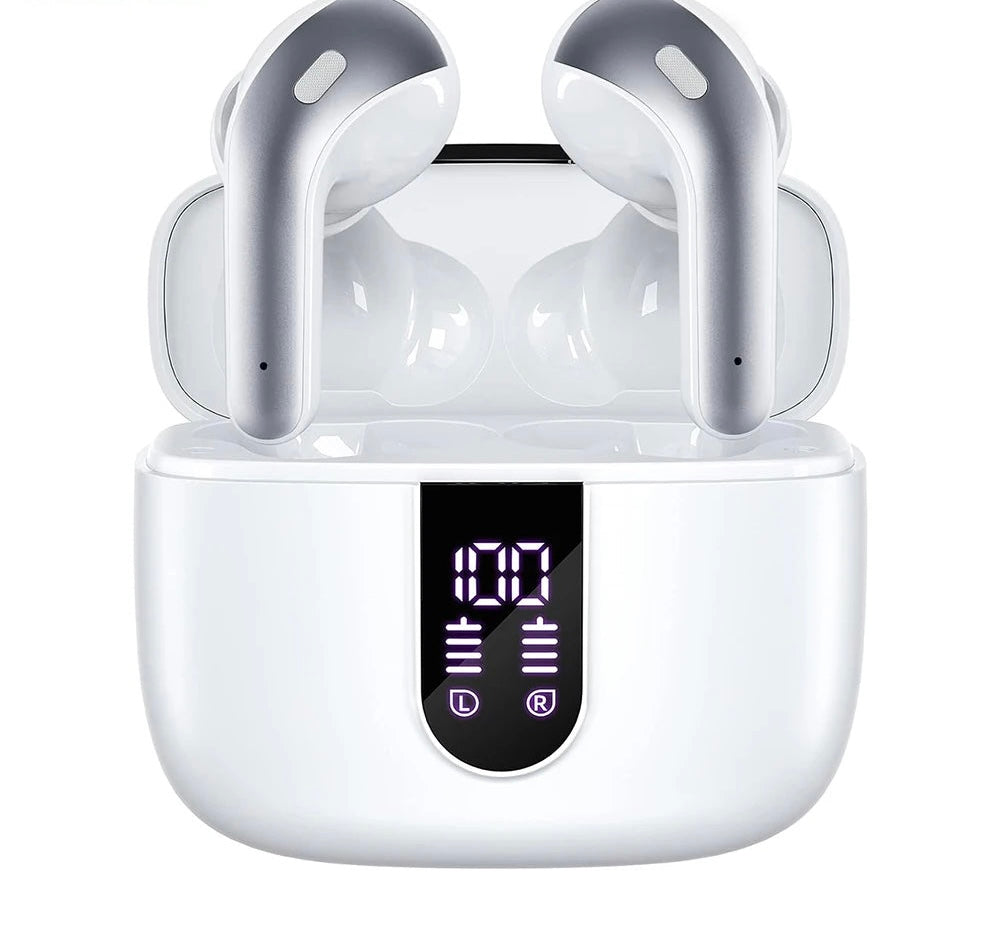 Wireless Earphones with Bluetooth 5.3, Quad-Mic Call Noise Reduction ENC, 50H Playtimes Wireless Earbuds Bluetooth Headphones