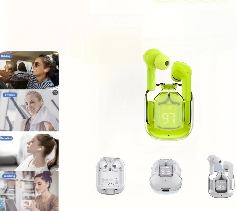 Wireless Earbuds Bluetooth 5.3, ENC Noise Cancelling, LED Battery Display, 3D Stereo Audio, Touch Control, Mini In-Ear Headphone