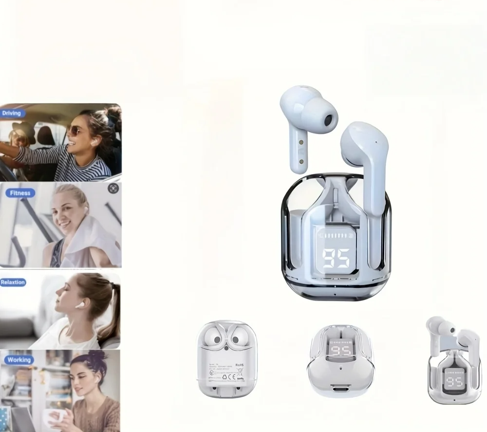 Wireless Earbuds Bluetooth 5.3, ENC Noise Cancelling, LED Battery Display, 3D Stereo Audio, Touch Control, Mini In-Ear Headphone