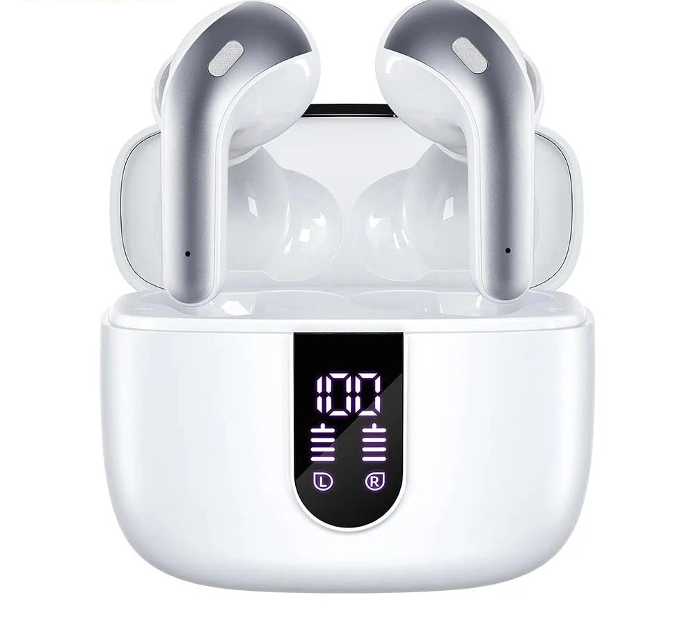 Wireless Bluetooth Earbuds Headphones 52 Hrs Playtime IPX7 Waterproof 4 Mic Call Noise Cancelling with LED Display Charging Case