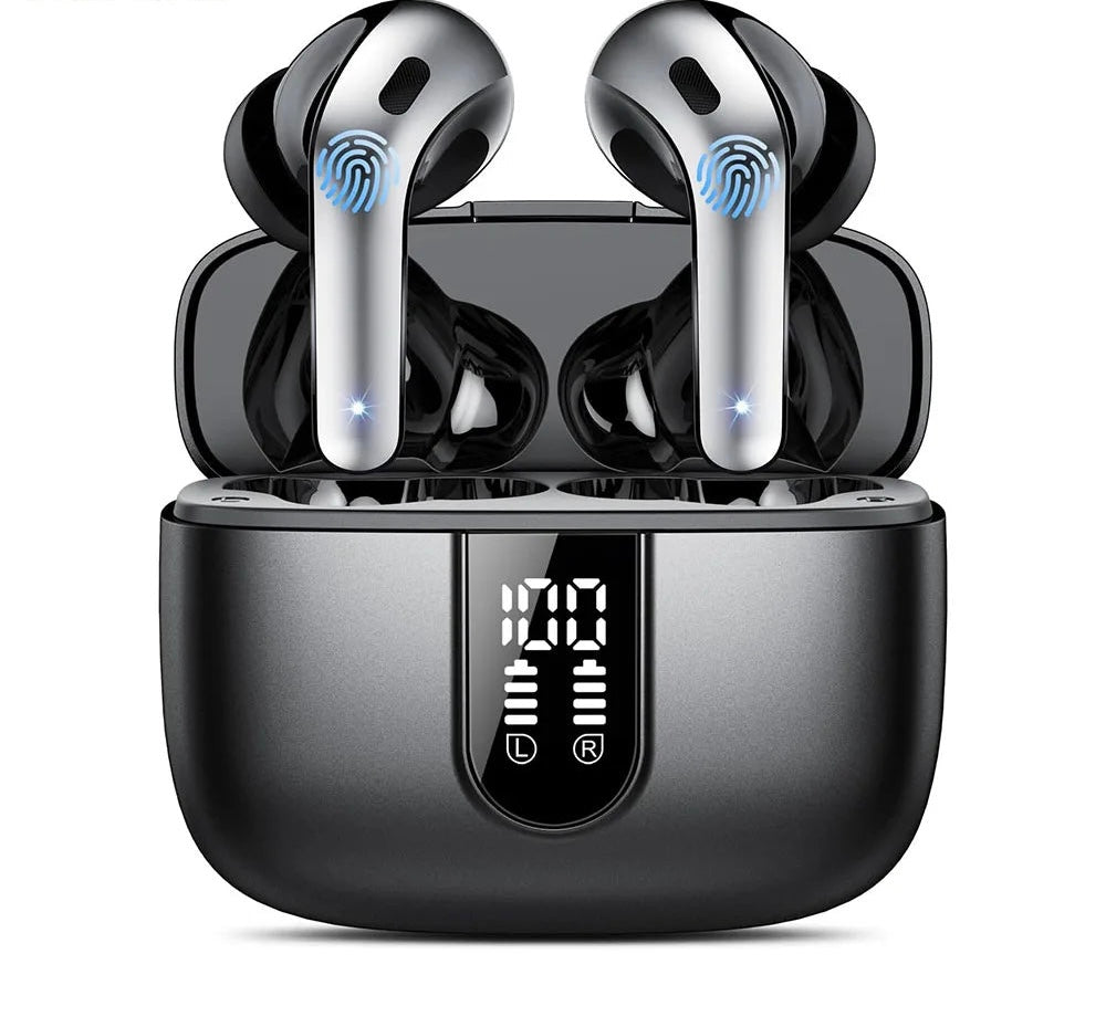 Wireless Earphones with Bluetooth 5.3, Quad-Mic Call Noise Reduction ENC, 50H Playtimes Wireless Earbuds Bluetooth Headphones