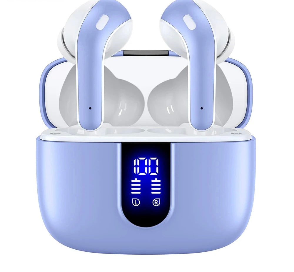 Wireless Earphones with Bluetooth 5.3, Quad-Mic Call Noise Reduction ENC, 50H Playtimes Wireless Earbuds Bluetooth Headphones