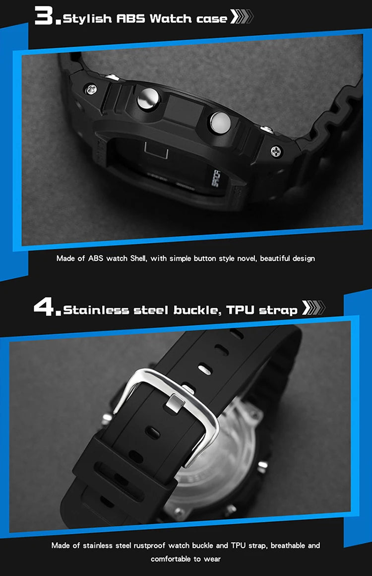 SANDA G Style Digital Watch Men Outdoor Waterproof Sports Wrist Watches For Men Running Stopwatch Military LED Electronic Clock