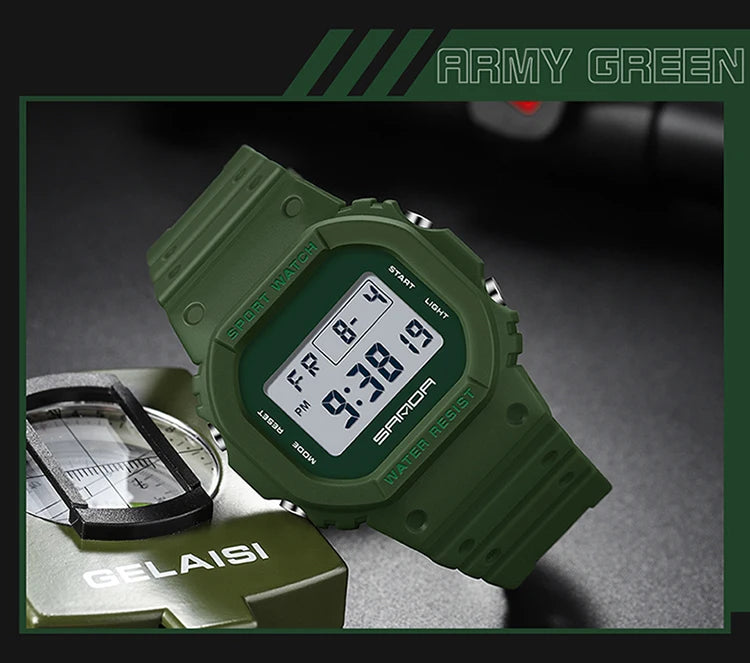 SANDA G Style Digital Watch Men Outdoor Waterproof Sports Wrist Watches For Men Running Stopwatch Military LED Electronic Clock