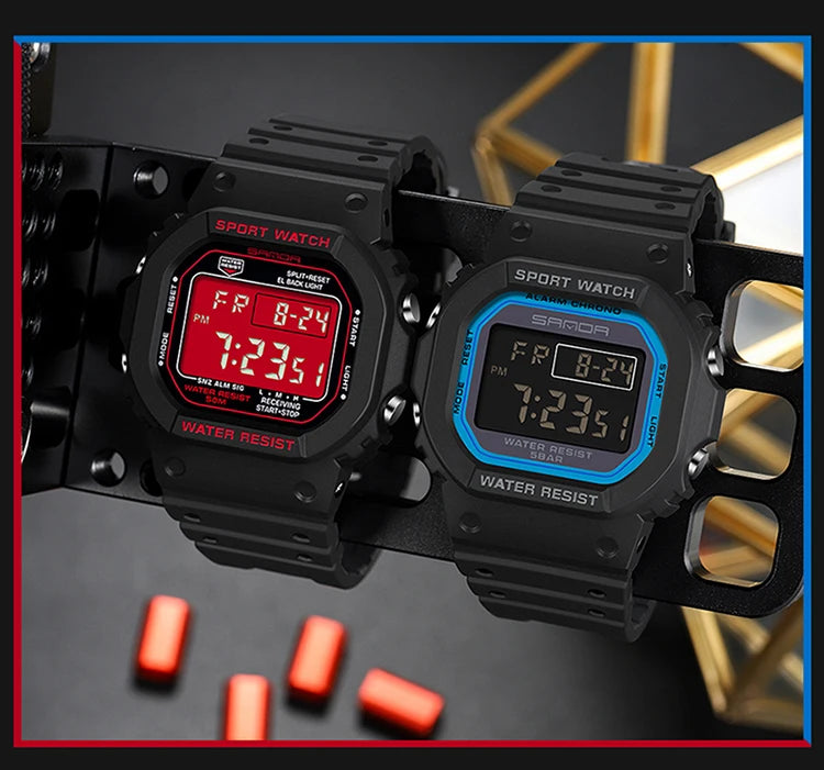 SANDA G Style Digital Watch Men Outdoor Waterproof Sports Wrist Watches For Men Running Stopwatch Military LED Electronic Clock