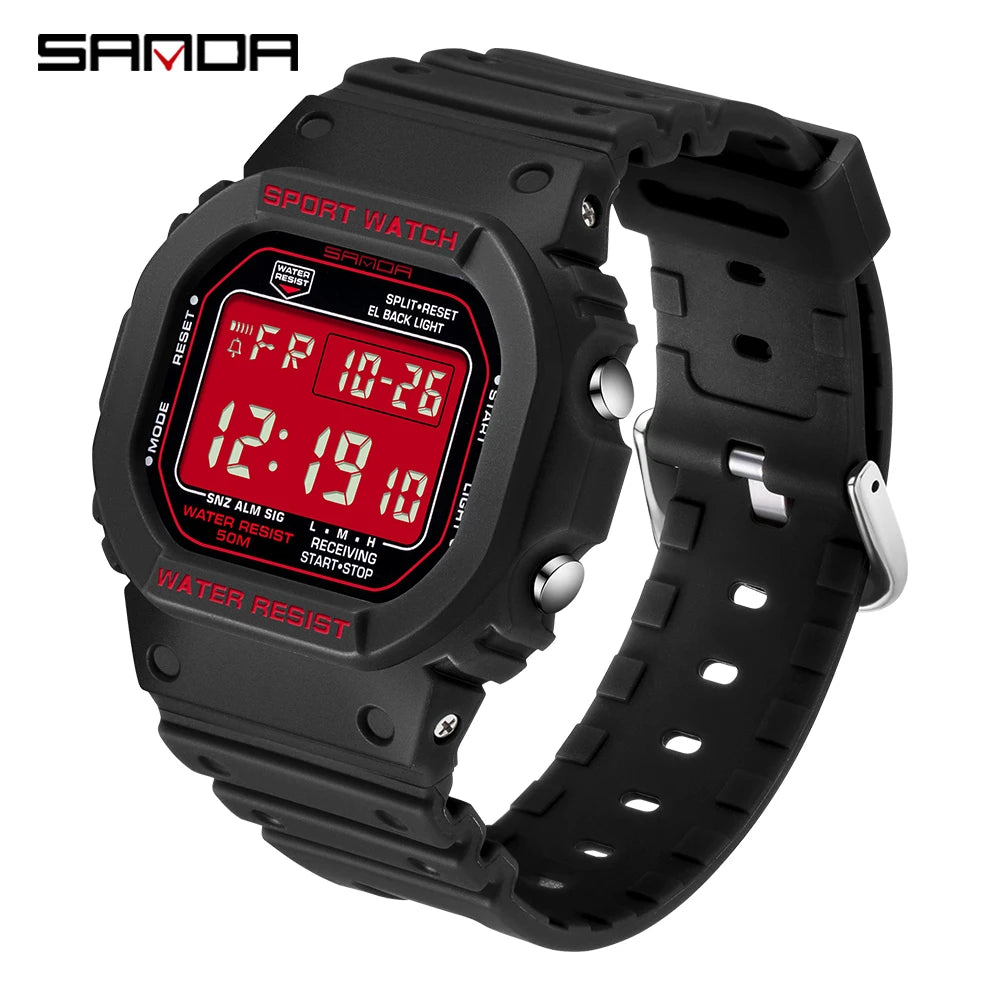 SANDA G Style Digital Watch Men Outdoor Waterproof Sports Wrist Watches For Men Running Stopwatch Military LED Electronic Clock