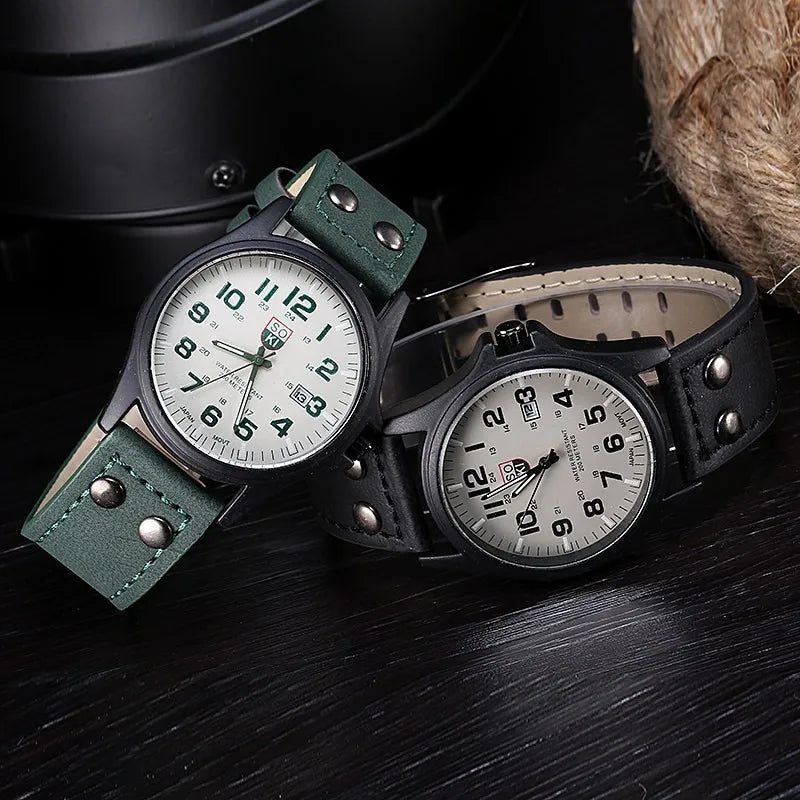 SOKI Mens Casual Wristwatch Quartz Leather Strap Watches Masculino Relogio Fashion Male Calendar Clock Out-door Reloj Hombre