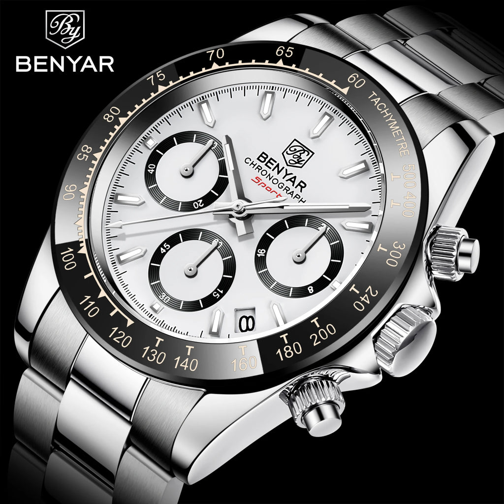 Relojes Hombre 2026 BENYAR New  Watches Men Luxury Brand Chronograph Male Sport Watches Waterproof Stainless Steel Quartz  Watch