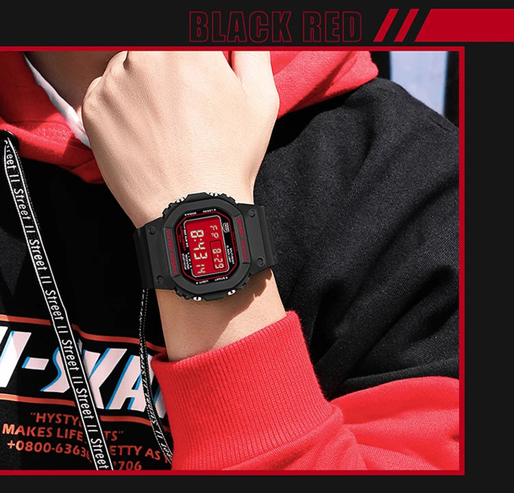 SANDA G Style Digital Watch Men Outdoor Waterproof Sports Wrist Watches For Men Running Stopwatch Military LED Electronic Clock