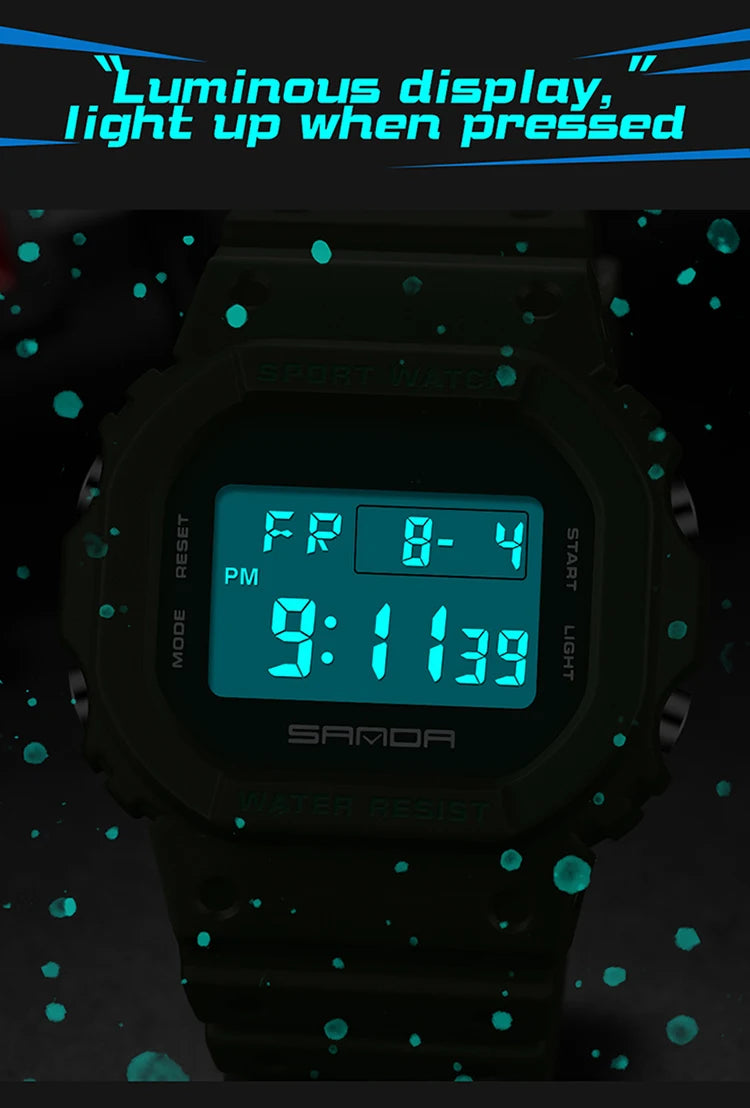 SANDA G Style Digital Watch Men Outdoor Waterproof Sports Wrist Watches For Men Running Stopwatch Military LED Electronic Clock