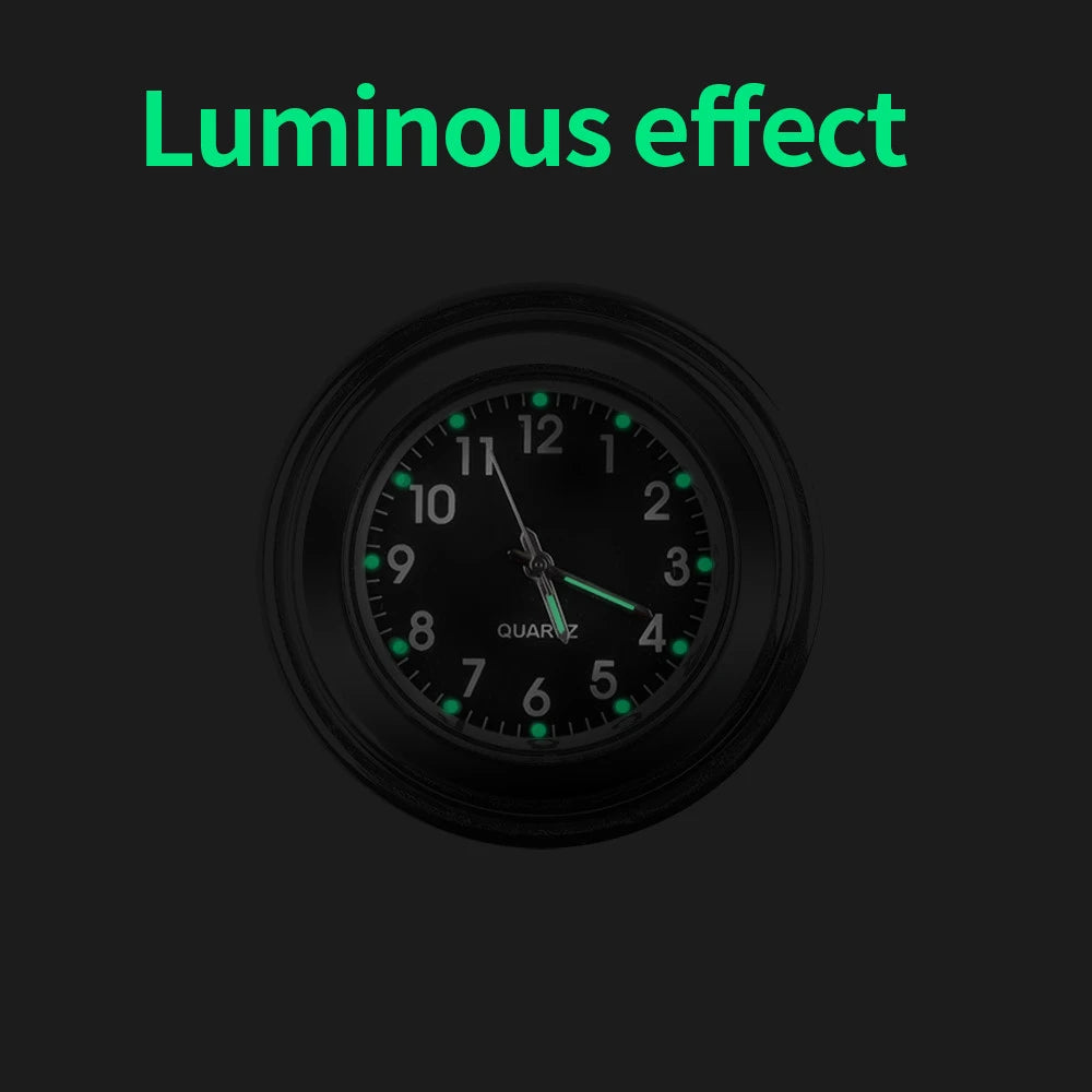 7/8" Motorcycle Clock Chrome Waterproof Bike Handlebar Mount Quartz Watch Aluminum Luminous Clock Moto Accessories Universal