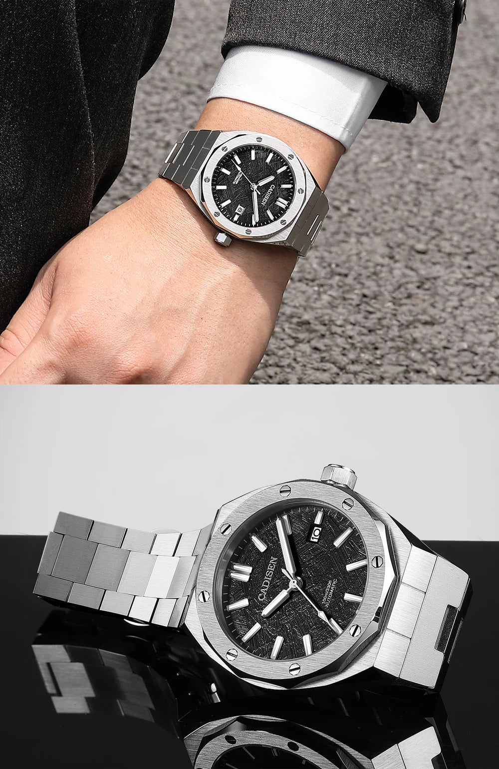 CADISEN Automatic Mens Watches Fashion Top Brand Stainless Steel Sapphire Glass MIYOTA 8215 Watch Men Mechanical Wristwatch