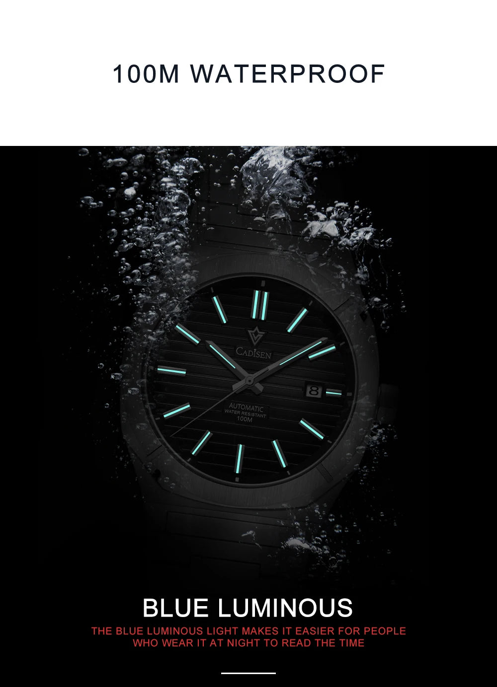 CADISEN Diver Watch Luxury Sapphire MIYOTA 8215 German Designer Men Automatic Mechanical Watches Waterproof Luminous Wristwatch