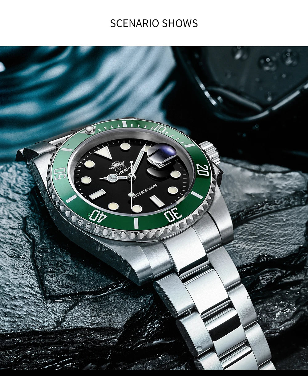 ADDIESDIVE 41mm Watch For Men 20Bar C3 Super Luminous reloj hombre Quartz watch relogio masculino Men Steel Waterproof Watches