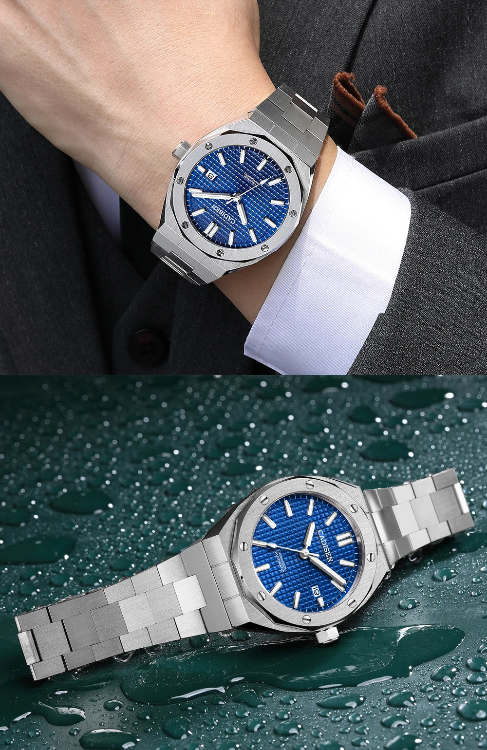 CADISEN Automatic Mens Watches Fashion Top Brand Stainless Steel Sapphire Glass MIYOTA 8215 Watch Men Mechanical Wristwatch