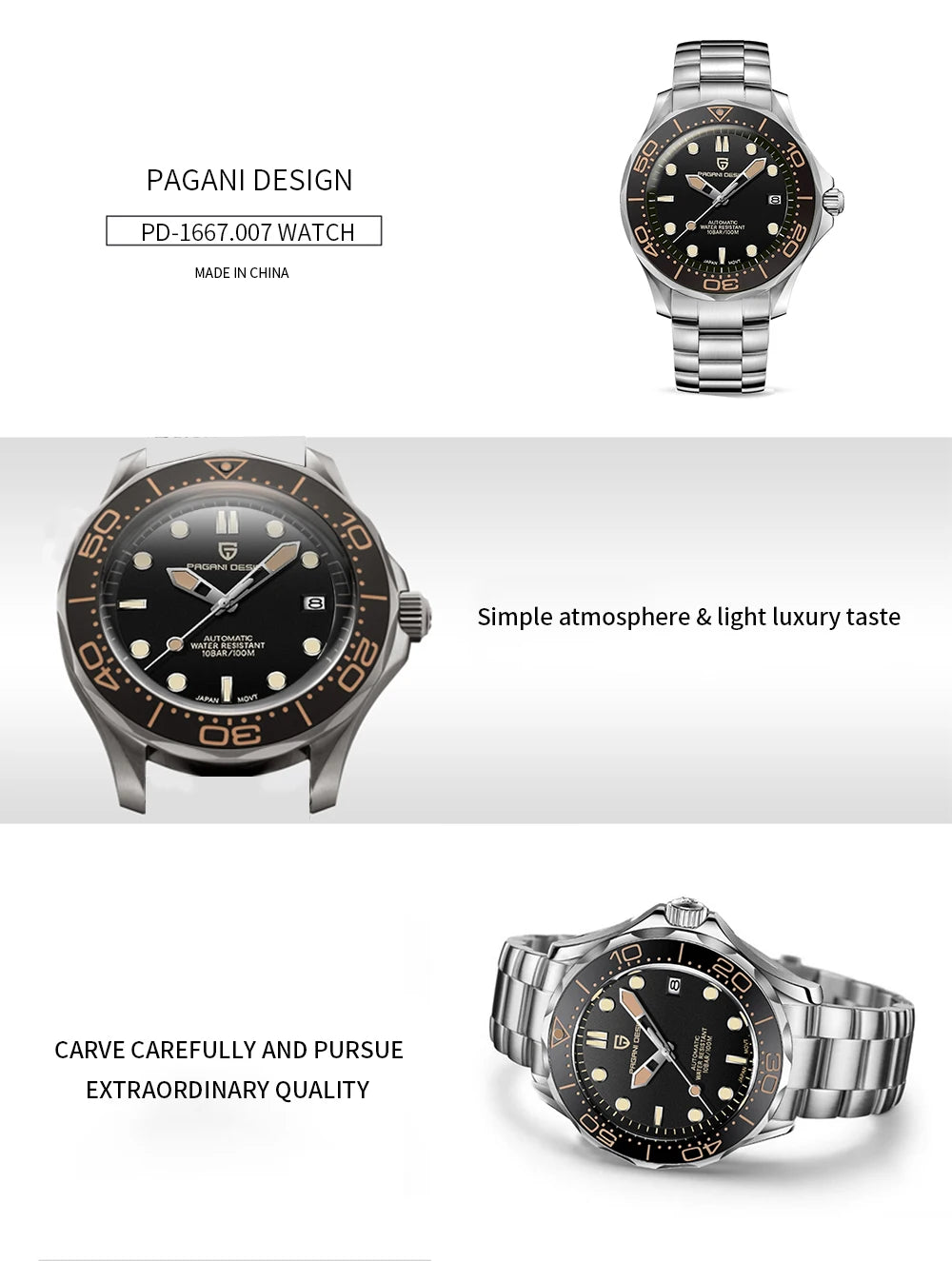 PAGANI DESIGN Men's Watches 2026 Luxury Mechanical Wristwatches Automatic Watch For Men AR Sapphire Ceramic Bezel Luminous Clock
