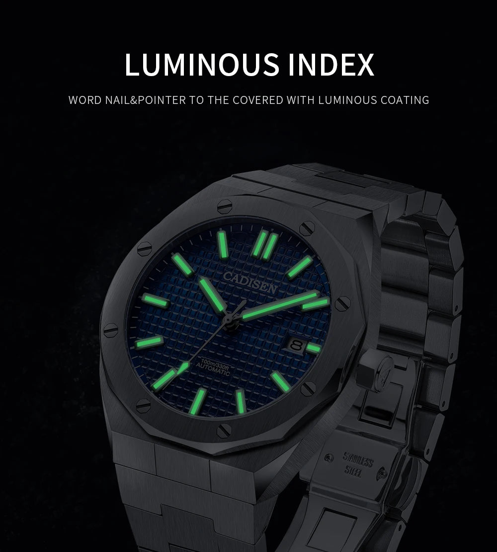 CADISEN Automatic Mens Watches Fashion Top Brand Stainless Steel Sapphire Glass MIYOTA 8215 Watch Men Mechanical Wristwatch