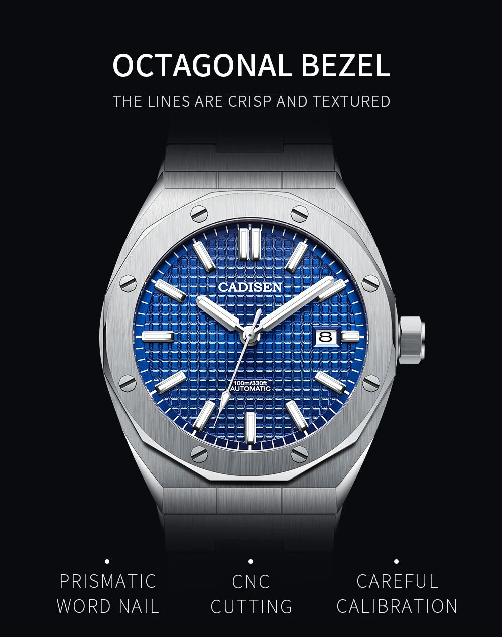 CADISEN Automatic Mens Watches Fashion Top Brand Stainless Steel Sapphire Glass MIYOTA 8215 Watch Men Mechanical Wristwatch