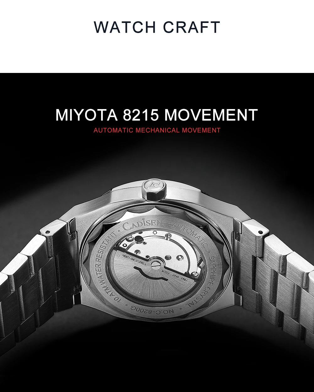 CADISEN Diver Watch Luxury Sapphire MIYOTA 8215 German Designer Men Automatic Mechanical Watches Waterproof Luminous Wristwatch