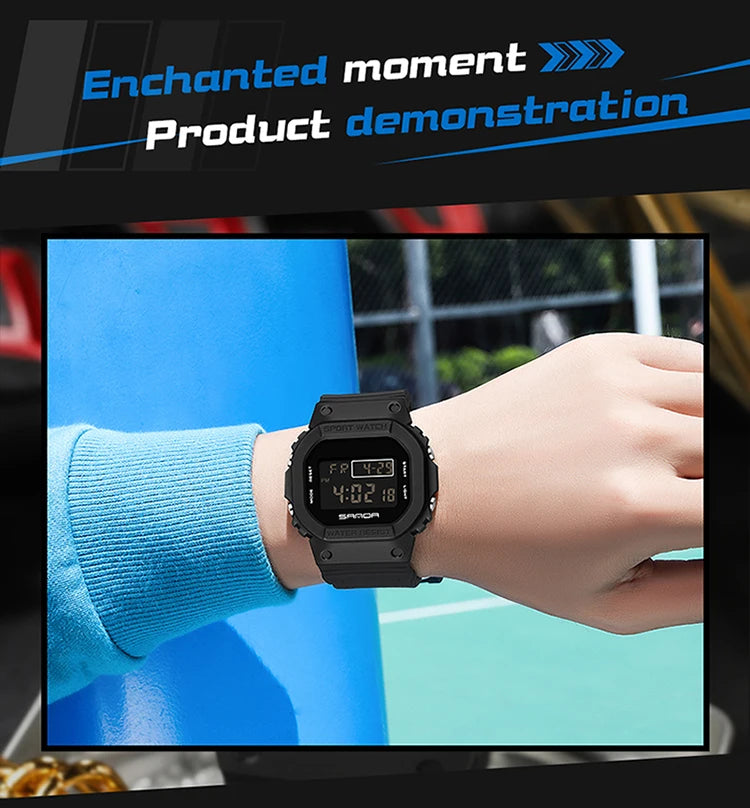 SANDA G Style Digital Watch Men Outdoor Waterproof Sports Wrist Watches For Men Running Stopwatch Military LED Electronic Clock