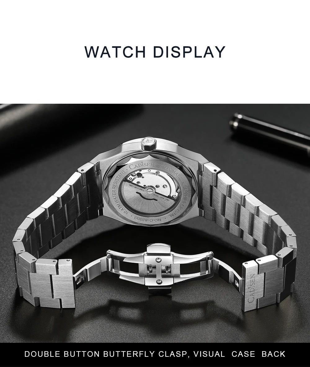 CADISEN Diver Watch Luxury Sapphire MIYOTA 8215 German Designer Men Automatic Mechanical Watches Waterproof Luminous Wristwatch
