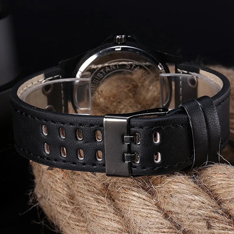 SOKI Mens Casual Wristwatch Quartz Leather Strap Watches Masculino Relogio Fashion Male Calendar Clock Out-door Reloj Hombre