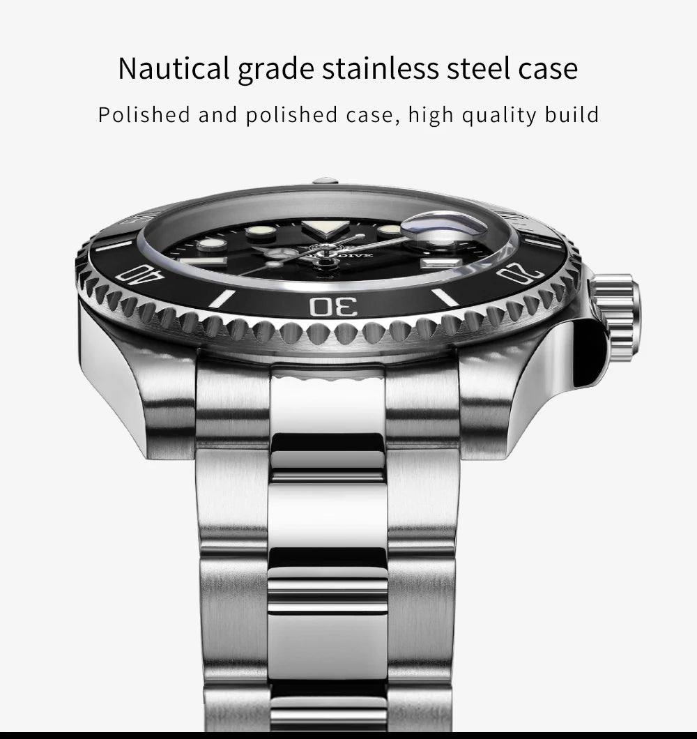 ADDIESDIVE 41mm Watch For Men 20Bar C3 Super Luminous reloj hombre Quartz watch relogio masculino Men Steel Waterproof Watches