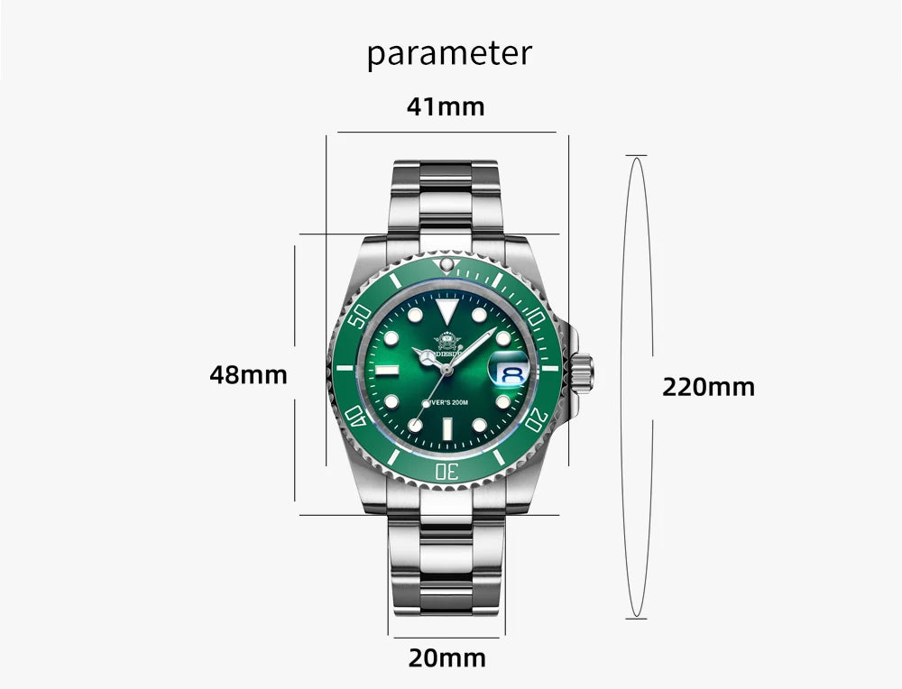 ADDIESDIVE 41mm Watch For Men 20Bar C3 Super Luminous reloj hombre Quartz watch relogio masculino Men Steel Waterproof Watches