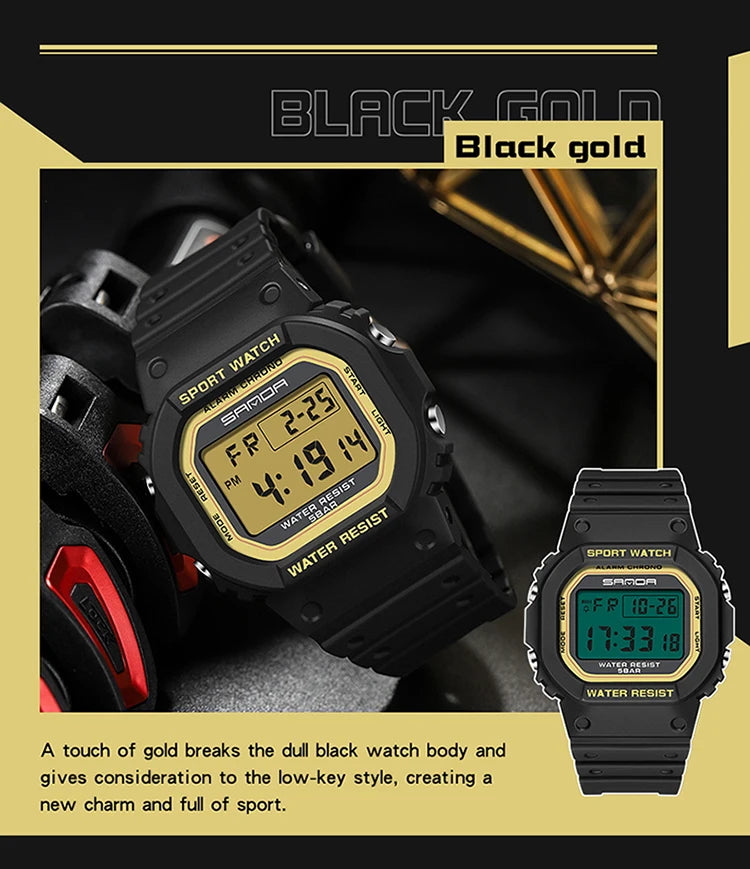 SANDA G Style Digital Watch Men Outdoor Waterproof Sports Wrist Watches For Men Running Stopwatch Military LED Electronic Clock
