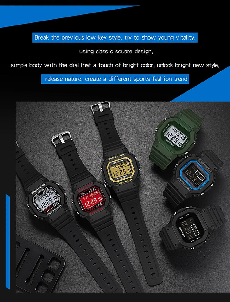 SANDA G Style Digital Watch Men Outdoor Waterproof Sports Wrist Watches For Men Running Stopwatch Military LED Electronic Clock