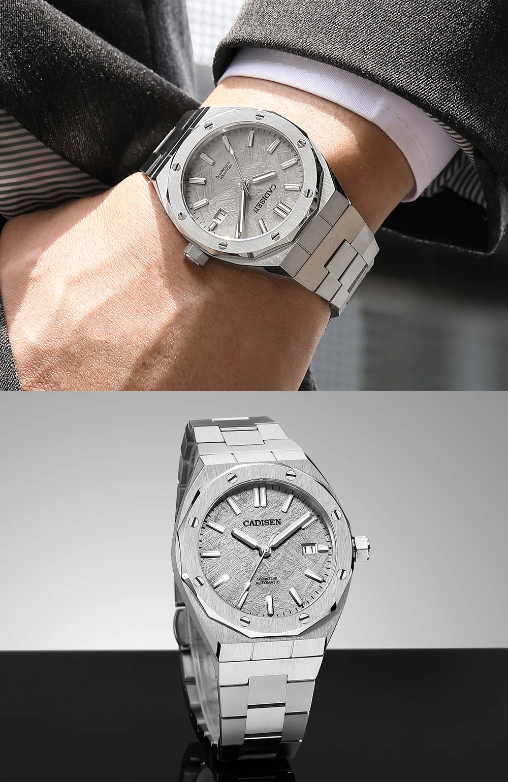 CADISEN Automatic Mens Watches Fashion Top Brand Stainless Steel Sapphire Glass MIYOTA 8215 Watch Men Mechanical Wristwatch