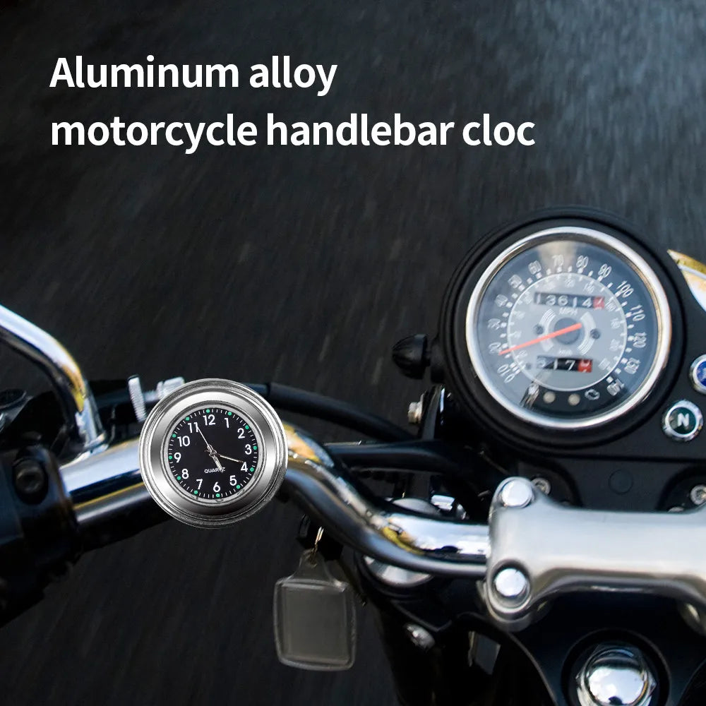 7/8" Motorcycle Clock Chrome Waterproof Bike Handlebar Mount Quartz Watch Aluminum Luminous Clock Moto Accessories Universal