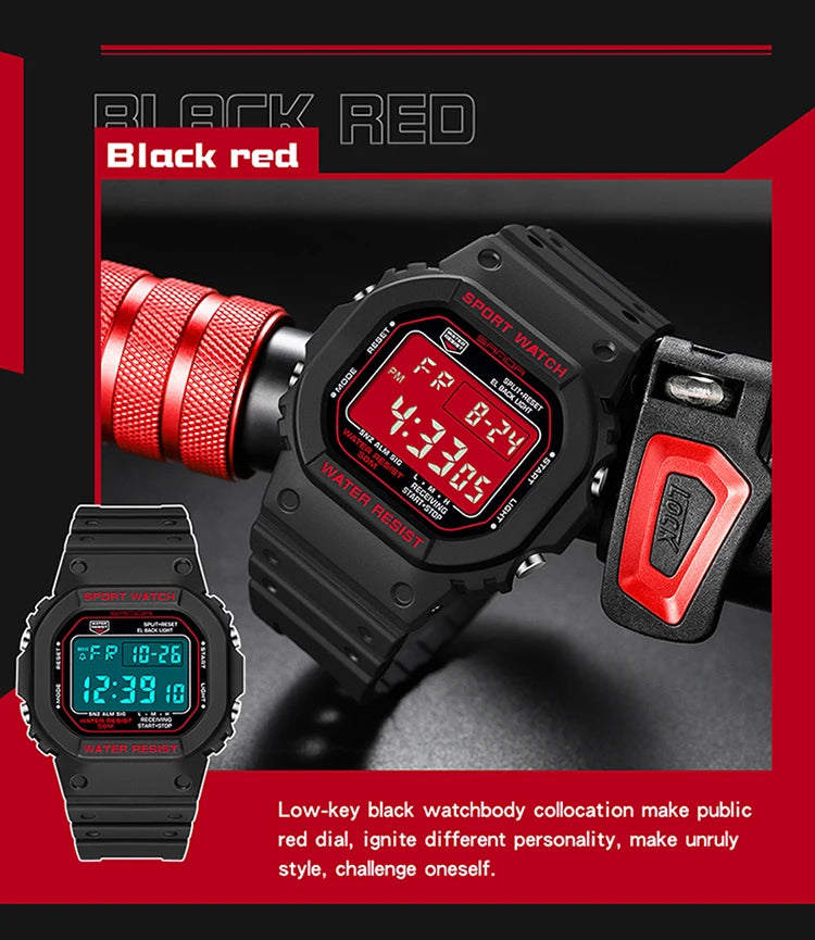 SANDA G Style Digital Watch Men Outdoor Waterproof Sports Wrist Watches For Men Running Stopwatch Military LED Electronic Clock