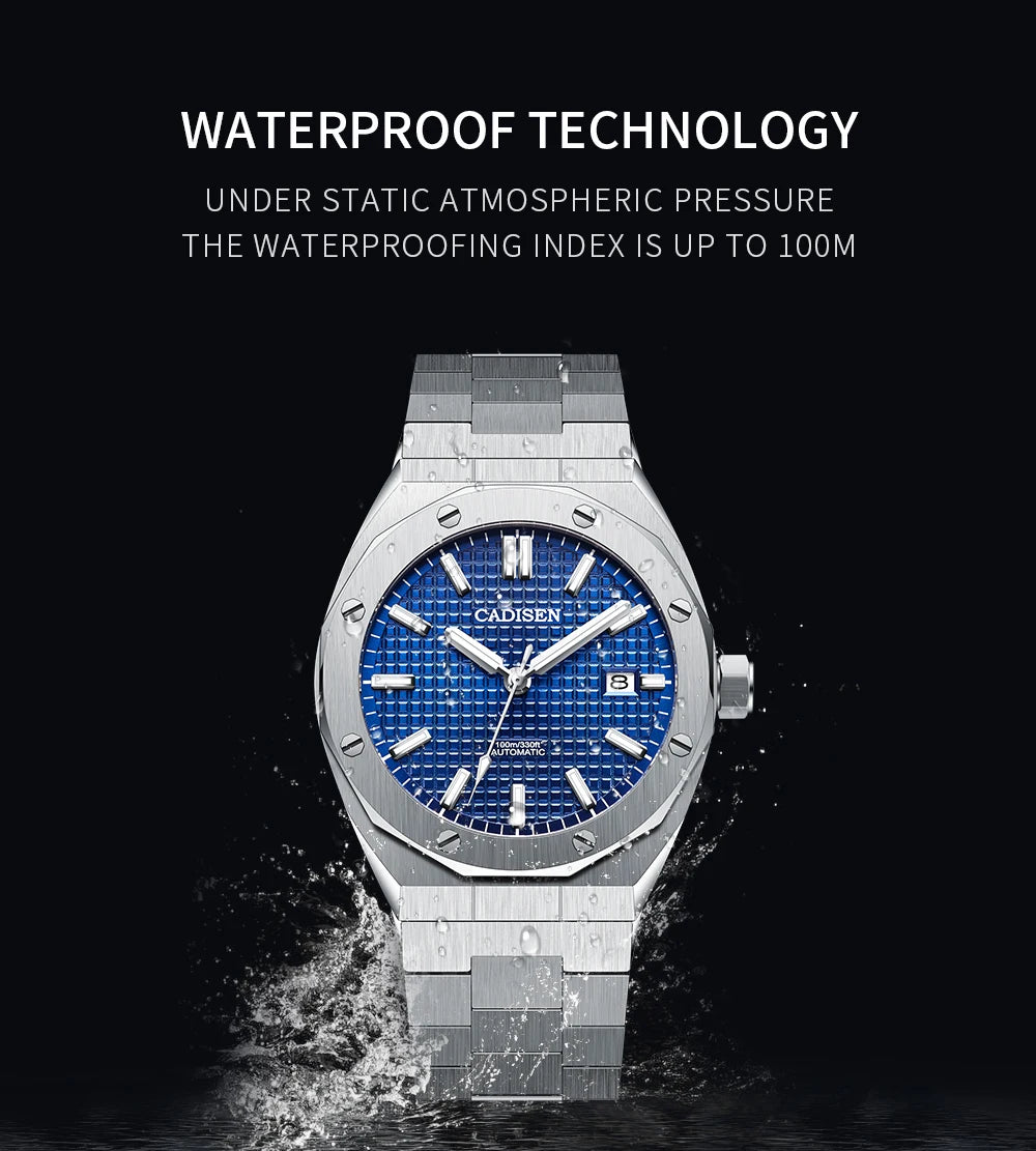 CADISEN Automatic Mens Watches Fashion Top Brand Stainless Steel Sapphire Glass MIYOTA 8215 Watch Men Mechanical Wristwatch