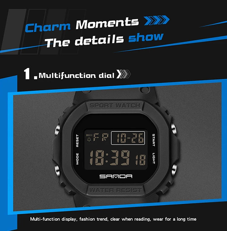 SANDA G Style Digital Watch Men Outdoor Waterproof Sports Wrist Watches For Men Running Stopwatch Military LED Electronic Clock