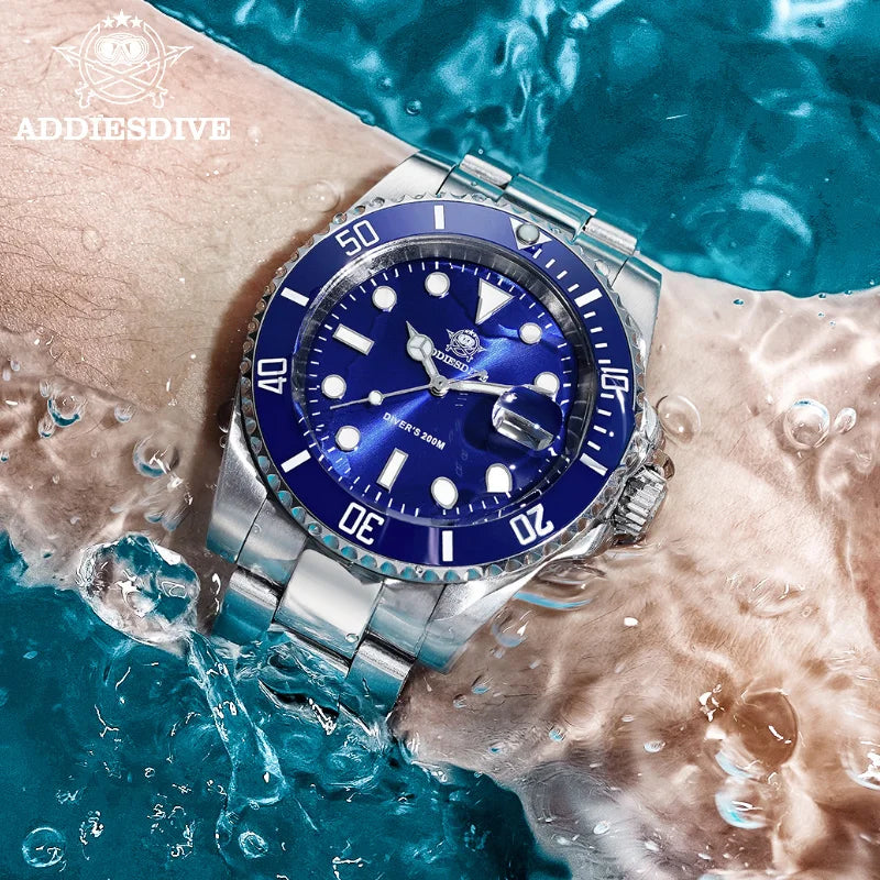 ADDIESDIVE 41mm Watch For Men 20Bar C3 Super Luminous reloj hombre Quartz watch relogio masculino Men Steel Waterproof Watches