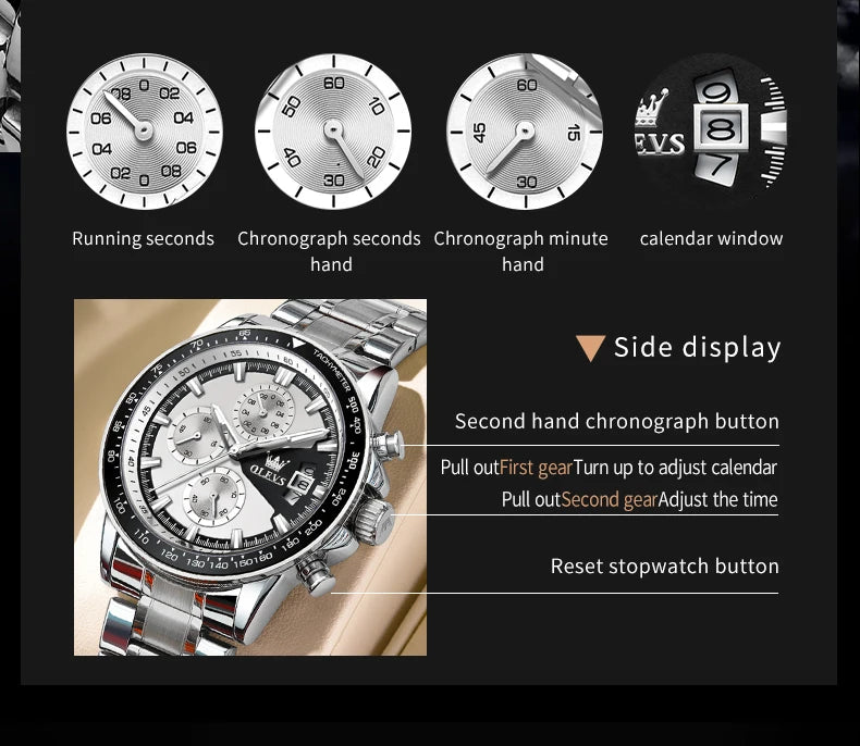OLEVS TY705 Men Watch Luxury Waterproof Luminous Quartz Watch Multi functional Timing Watch Exclusive Sports Original Men Watch
