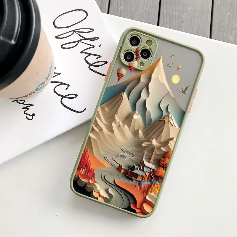 Printing Landscape phone case For iPhone 17 16 15 14 11 12 13 Pro Max Mini XS X XR 16 Plus Creative Mountains Shockproof Cover