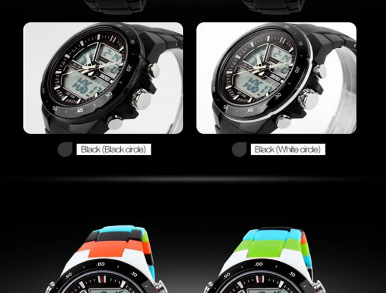 SKMEI 1016 Men Fashion Casual Alarm Clock Waterproof Military Chrono Dual Display Wristwatches Relogio Masculino Sport Watch