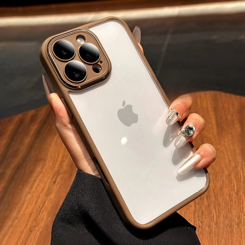 Original Gold Case For iPhone 16 Pro Max Glass Camera Protector Case for iPhone 15 13 12 14 Pro Max Transparent Shockproof Cover