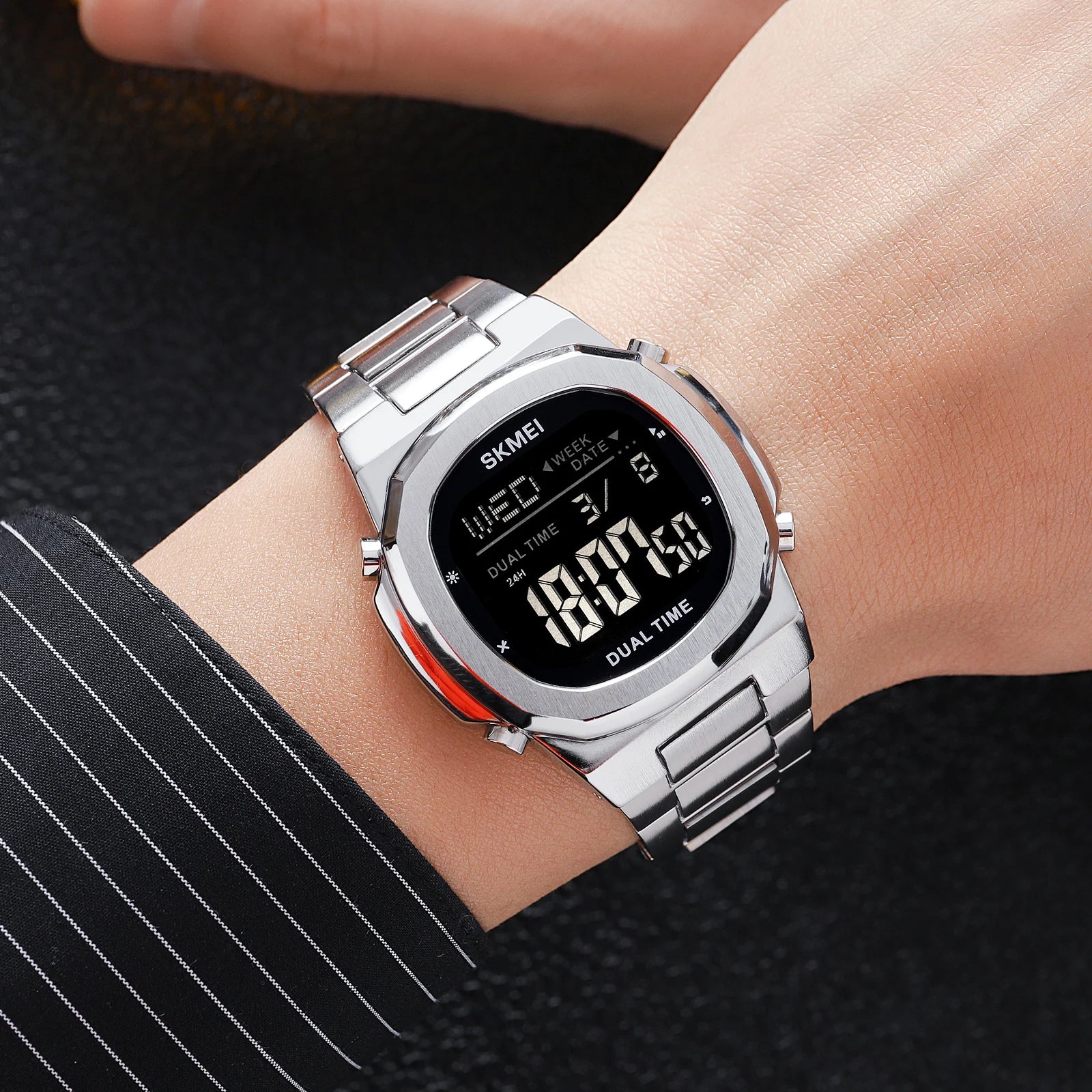 SKMEI 2004 Alarm Date Clock  relojes para hombre Glow Stop Watch Multifunction Mens Waterproof Electronic Sport Watch Wristwatch