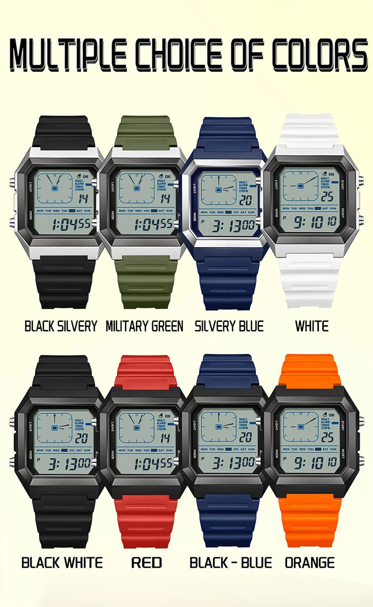 SANDA 6307 Fashion Digital Watches for Man Multifunction Luminous Chronograph Calendar Outdoor Sport Waterproof Electronic Watch