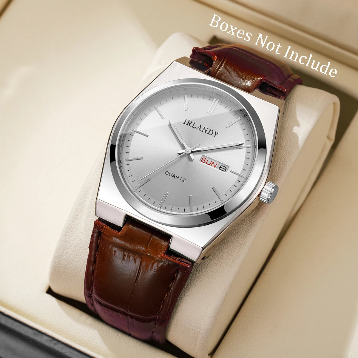Fashion Men Business Watches Calendar Quartz Watch Casual Leather Strap Wristwatches Reloj Hombre（Without Box）