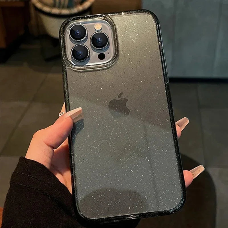 Classic Fashion Flash Powder Transparent Soft Shockproof Mobile Phone Case for IPhone16 15 14 13  Pro Max Mini The Perfect Case