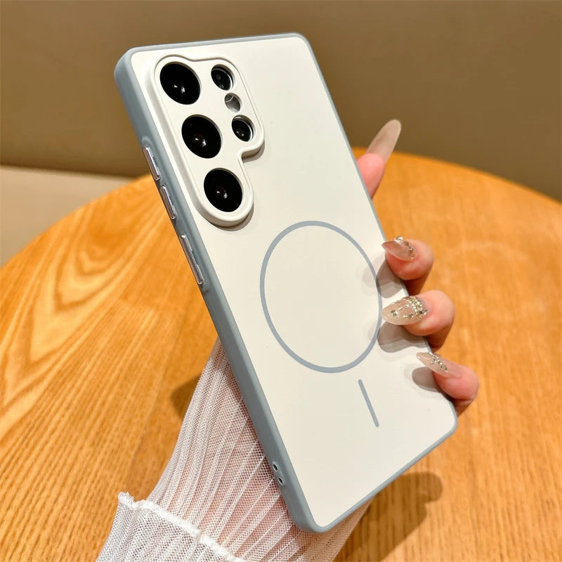 Luxury Matte Magnetic Wireless Charging Case For Samsung A56 A26 A17 S26 S25 S24 S23 FE Plus S22 Ultra For Magsafe Bumper Cover
