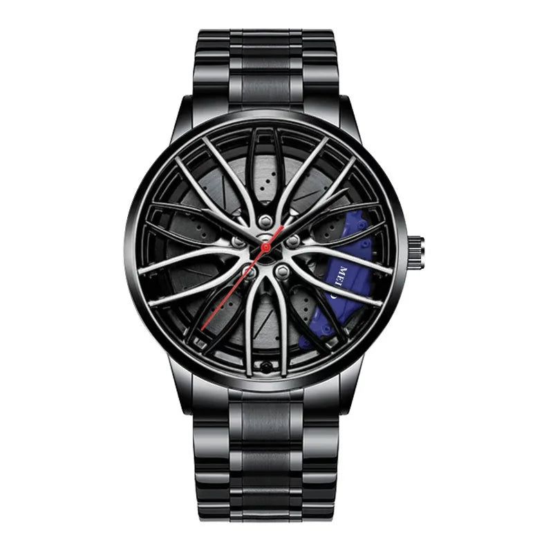 New Fashion Men Leather Watches Men Car Wheel Hub Stainless Steel Quartz Watch For Mens Military Sports Watch Relogio Masculino