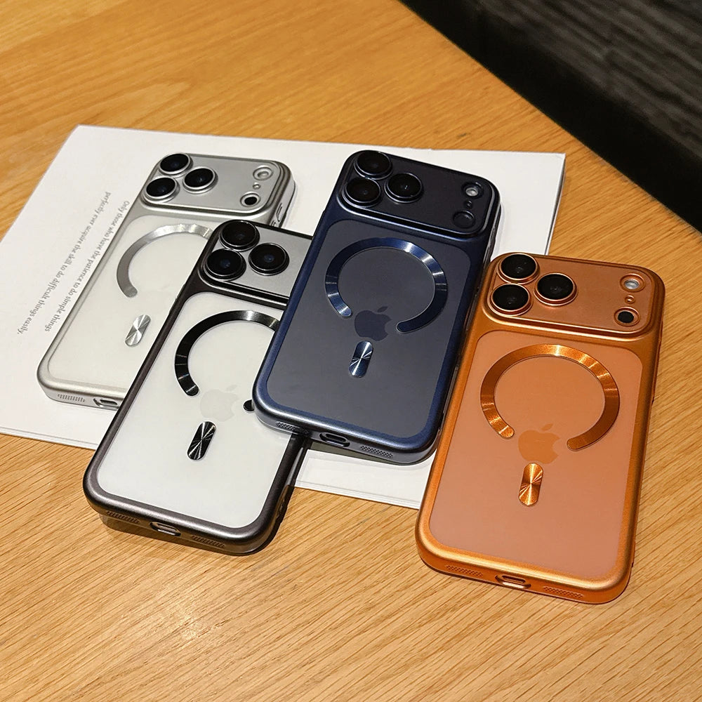 Luxury Matte Translucent Magnetic Case For iPhone 17 Pro Max 17Pro 17 Air For Magsafe Wireless Charging Camera Protector Cover