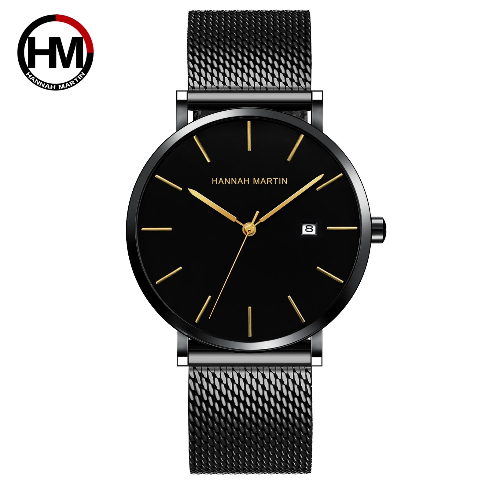 Men Dropshipping Wristwatch Hannah Martin Japan Movement 40mm Blue Minimalist Casual Leather Top Brand 3Bar Luxury Watch for Men