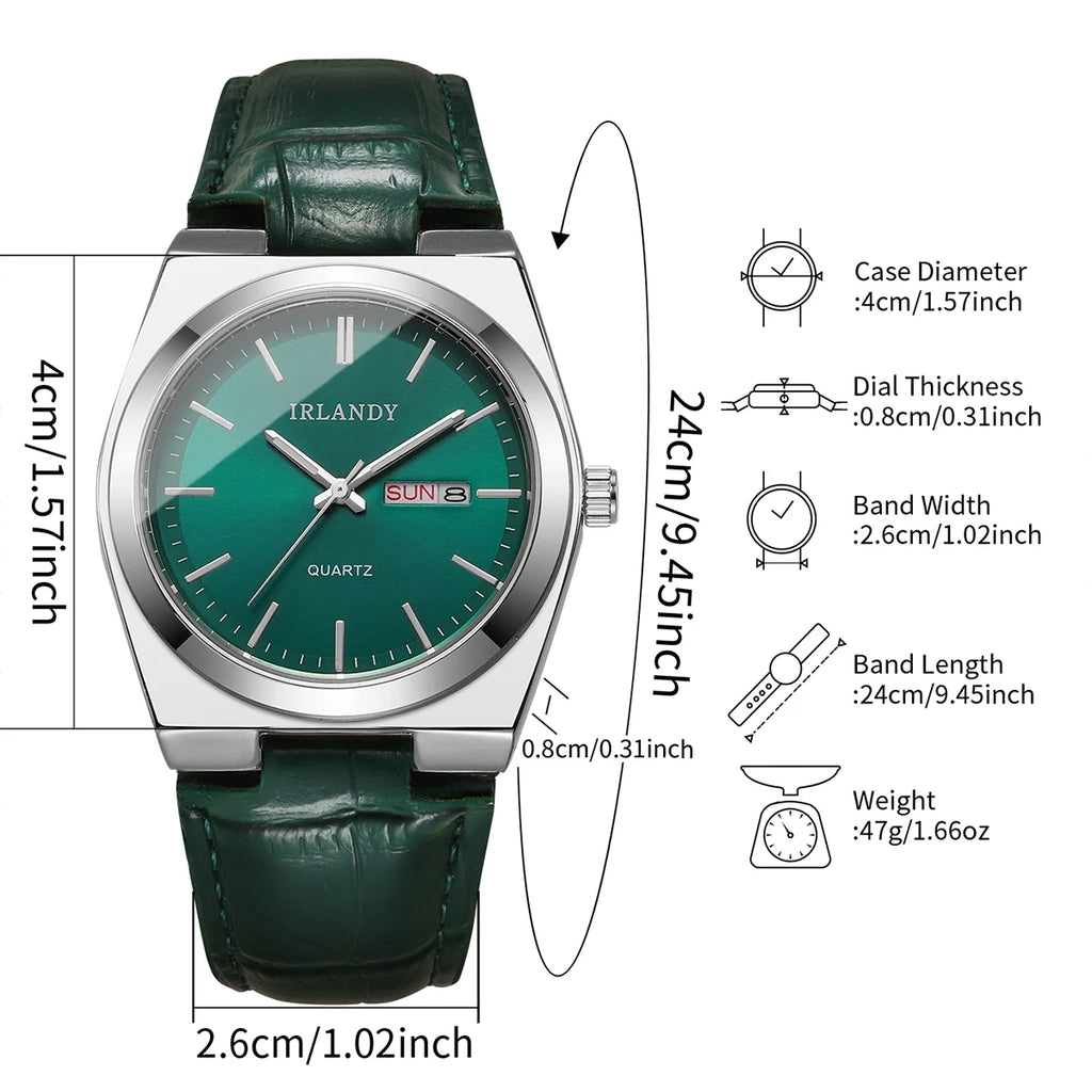 Fashion Men Business Watches Calendar Quartz Watch Casual Leather Strap Wristwatches Reloj Hombre（Without Box）